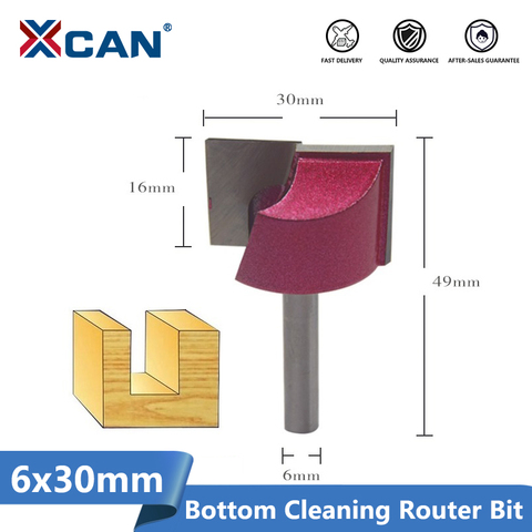 XCAN 1 pc 30mm Fondo limpieza grabado bits 6mm mango madera router bits CNC fresadora cortador de madera recorte ► Foto 1/6