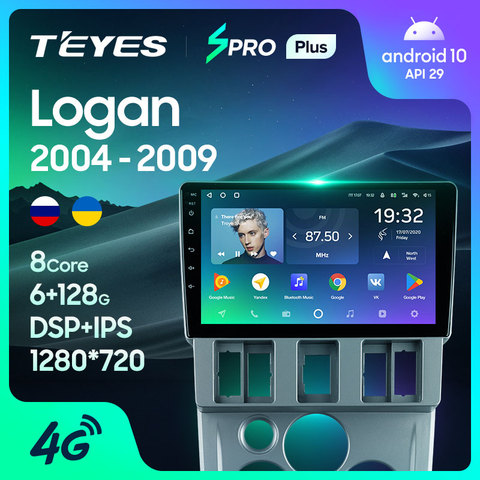 TEYES SPRO Plus-Radio Multimedia con GPS para coche, Radio con reproductor de vídeo, navegador, Android 10, No 2din, DVD, para Renault Logan 1 2009-2016 ► Foto 1/6