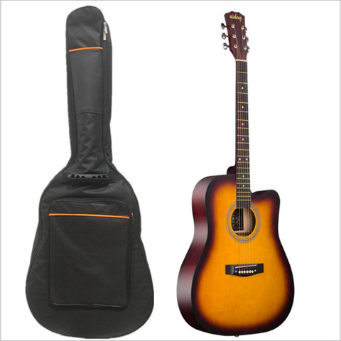 Funda de guitarra de algodón de 41 pulgadas, reforzada, impermeable, con cremallera, tela Oxford, funda de tamaño completo, bolsillos interiores suaves, protección acolchada gruesa ► Foto 1/6