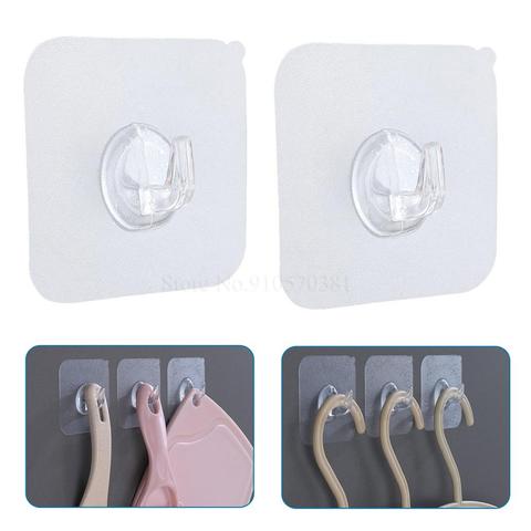 Colgadores de pared de puerta autoadhesivos, transparentes, fuertes, para cocina, accesorios mágicos de baño, gancho para almacenamiento de silicona, 50/5 Uds. ► Foto 1/6