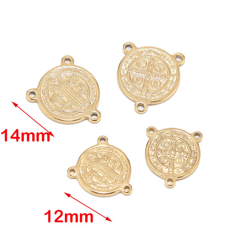 5 uds medalla Benedict Santa eslabones Acero inoxidable oro joyería Charm conector para pulsera Rosario hacer hallazgos ► Foto 1/6