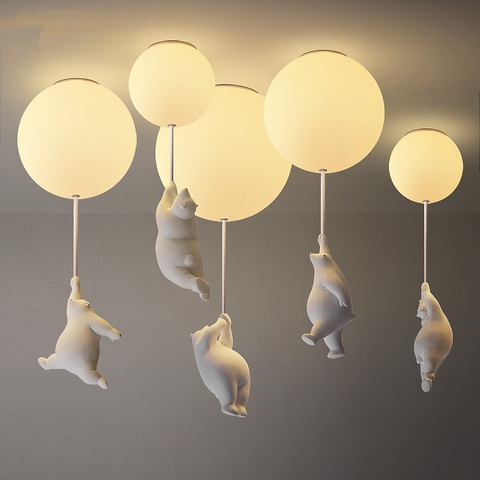 Luces de techo LED modernas lámpara de techo cálida de oso de dibujos animados para habitaciones de niños, lámpara de dormitorio, accesorios de iluminación LED para decoración de habitación de niños ► Foto 1/5