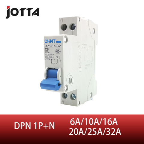 DPN 1P + N 6A 10A 16A 20A 25A 32A 63A Mini disyuntor magnetotérmico de montaje en carril din de 35mm de capacidad de ruptura 4.5KA ► Foto 1/5
