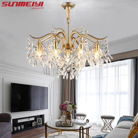 Candelabros de cristal LED de estilo nórdico, iluminación de lujo de color dorado y negro, para cocina, comedor, sala de estar y dormitorio, con lustre colgante ► Foto 1/6