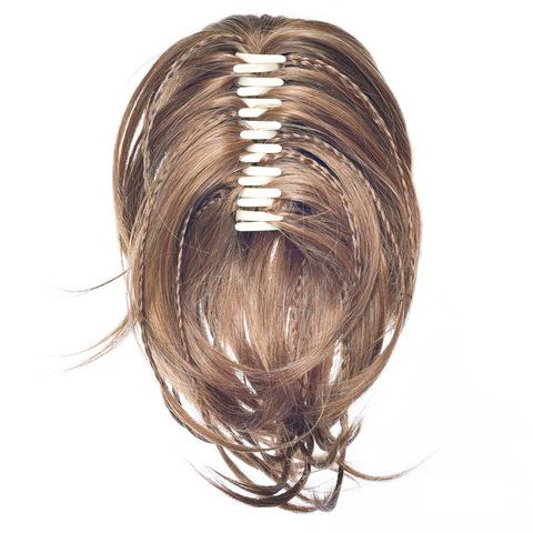 Soowee-Peluca de cabello sintético para mujer, extensiones de cabello con Clip en color rubio, negro y marrón, coleta rizada con cola de poni pequeña ► Foto 1/6