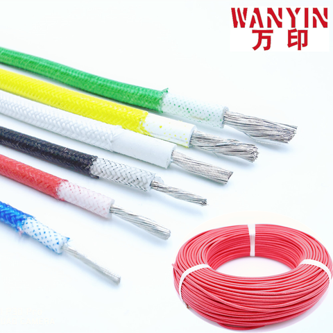 Cable de silicona trenzado de fibra de vidrio, resistente al calor, alta calidad, 300 °C, alta temperatura, 22AWG, 0,3 mm2-9AWG, 6,0 mm2 ► Foto 1/6