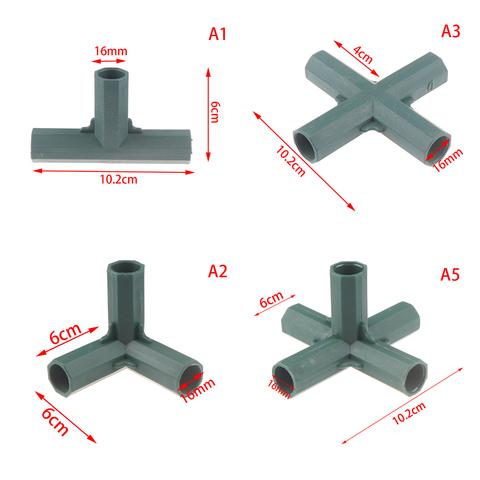 Conector de montaje de marco de invernadero de alta resistencia, soporte estable, ángulo recto, 3, 4, 5 vías, herramienta de jardín, 16mm, 5 tipos ► Foto 1/6