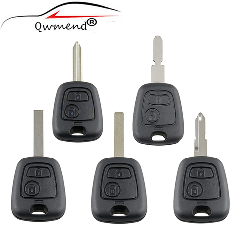 QWMEND 2 botones funda inteligente para llave de coche para Citroen C1 C4 para Peugeot 106, 107, 207, 307, 407, 206, 306, 406 funda de llave de control remoto para coche cubierta ► Foto 1/6