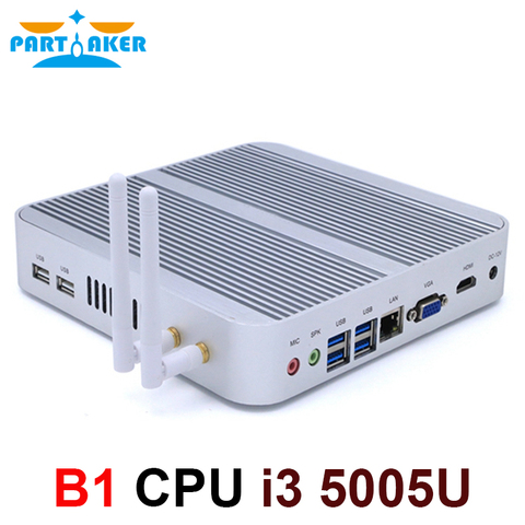 Partícipe B11 negocios Barebone ordenador Mini PC sin ventilador con Intel Core i3 6100U i5 6200U i7 6500U i7 6600U 6th Gen Skylake CPU ► Foto 1/6