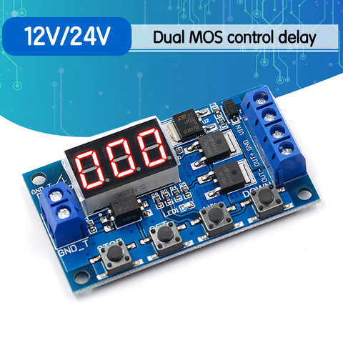 Cc 12V 24V Dual MOS LED relé de retardo de tiempo Digital gatillo ciclo interruptor de retardo del temporizador placa de circuito Módulo de Control de sincronización DIY ► Foto 1/6