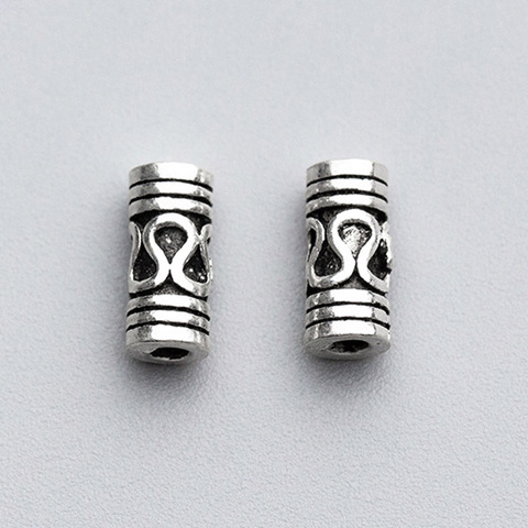 Cuentas espaciadoras de cilindro con patrón S de Plata de Ley 925, cuentas de tubo corto Vintage de 9x4mm, accesorios de joyería DIY para pulseras ► Foto 1/4