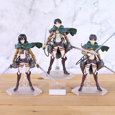 Anime ataque en Titán Eren Mikasa Ackerman Levi/Rivaille Figma PVC MODELO DE figura de acción de juguete ► Foto 1/6