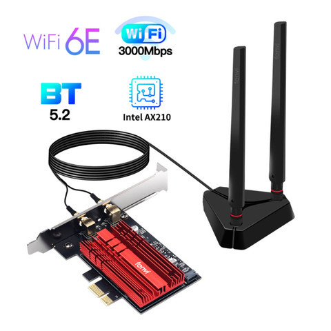 Fenvi Wi-Fi 6E Intel AX210 3000Mbps PCIe de red inalámbrica Wi-Fi adaptador Wlan 2,4G/5G/6Ghz 802.11AX Bluetooth 5,2 de Windows 10 ► Foto 1/6