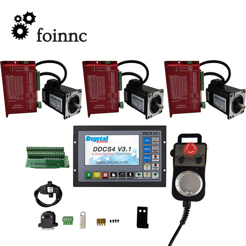 Kit de enrutador de control numérico computerizado, 3/4 ejes, 1 Uds., controlador CNC sin conexión, DDCSV3.1 + 3 uds., Kit de motor paso a paso de bucle cerrado de 2,2 nm + 1 Uds., volante de mano de 4 ejes MPG ► Foto 1/6