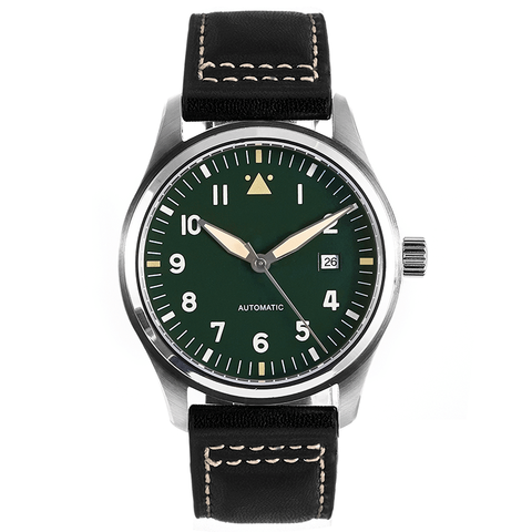 Spitfire-Reloj de piloto con esfera verde, reloj automático de 42mm, 5ATM, Japón MIYOTA, cristal con cúpula, luminizado, correa de cuero genuino ► Foto 1/6