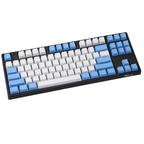 Teclas ANSI ISO de 87 teclas en blanco y azul, teclas a juego, PBT gruesas, OEM ► Foto 1/6