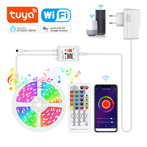 Tira de luces LED RGB con Control de voz para el hogar, lámpara inteligente con WIFI, compatible con Alexa y Google Home Assistant ► Foto 1/6