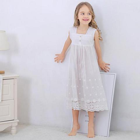 Toddle Girl-Camisón blanco de encaje para niñas, ropa de dormir, PIJAMAS ► Foto 1/5