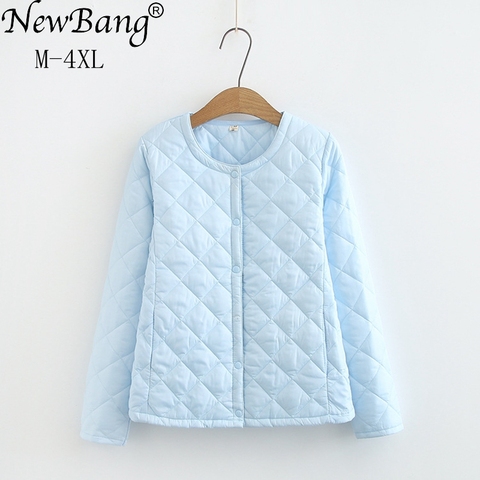 NewBang 4XL de talla grande abrigo ligero de algodón de las mujeres de invierno Forro cálido abrigo sin cuello con cremallera mujeres chaquetas ► Foto 1/6