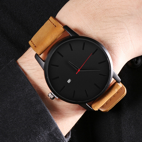 Reloj de cuarzo de cuero de moda para Hombre, reloj de pulsera deportivo informal para Hombre erkek kol saati, reloj de pulsera para Hombre ► Foto 1/6