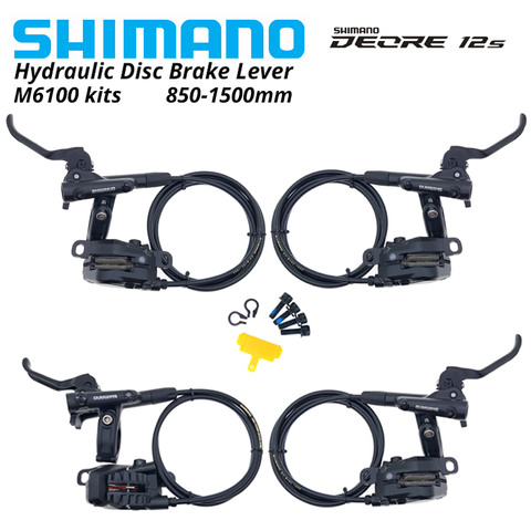 Shimano-palanca de freno de BL-M6100 Deore M6100, I-SPEC de freno de disco hidráulico de resina para bicicleta de montaña, conjunto de EV, almohadillas de rotores de abrazadera, frenos delanteros y traseros ► Foto 1/6