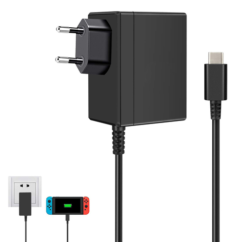 Cargador/adaptador de CA de enchufe de la UE/EE. UU. Para Nintendo Switch NS, 1.5A, 2.6A, cargador de viaje para carga Nintendo, fuente de alimentación USB tipo C ► Foto 1/6