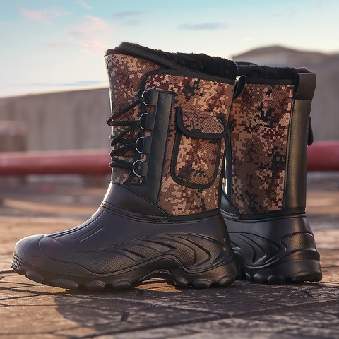 MARSON-Botas de nieve de terciopelo de camuflaje para hombre, zapatos antideslizantes para escalada al aire libre, para invierno ► Foto 1/6