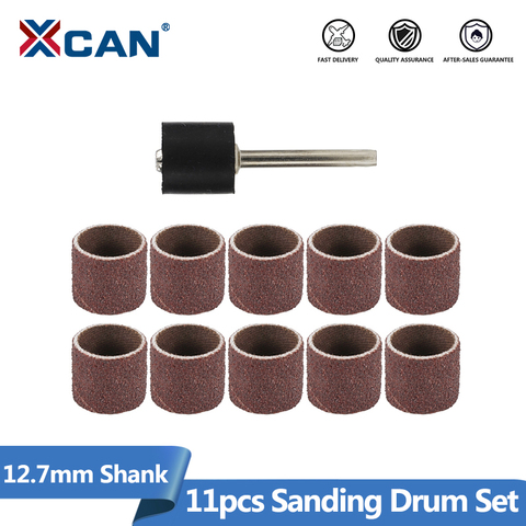 XCAN-Kit de tambor de lijado de 12,7mm, bandas de arena 100 para herramientas Dremel, accesorios rotativos, herramientas abrasivas, 11 Uds. ► Foto 1/6