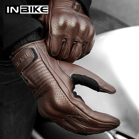 INBIKE-Guantes de Cuero de cabra suaves para motocicleta, Guantes antifricción para Motocross y pantalla táctil ► Foto 1/6