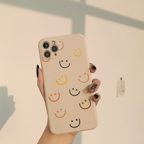 INS de dibujos animados lindo Smiley coreano funda para teléfono para iPhone 12 11 Pro Max X Xs X Max Xr 7 8 Puls SE 2022 casos cubierta suave de silicona ► Foto 1/6