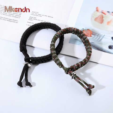 MKENDN-pulsera de supervivencia Paracord multifunción para hombre y mujer, pulsera de emergencia de rescate para acampada al aire libre, joyería ajustable ► Foto 1/6