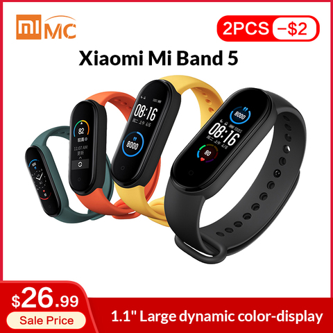 Pulsera inteligente Xiaomi Mi Band 5, reloj inteligente deportivo resistente al agua con Pantalla AMOLED de 1,1 pulgadas y control del ritmo cardíaco, Bluetooth 5,0 ► Foto 1/6