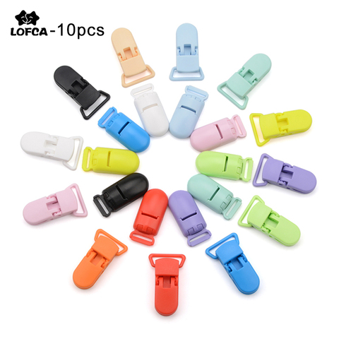 LOFCA-Pinzas para chupete de bebé, 10 Uds., Clips de plástico sólido para chupete, soporte para boquillas de chupete infantil, abrazadera multicolor ► Foto 1/6