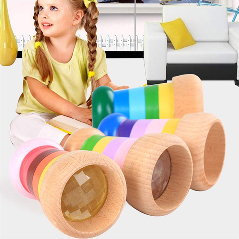 Mini caleidoscopio mágico de madera para niños, arcoíris, Prisma poligonal con efecto ojo de abeja, juguete ► Foto 1/6