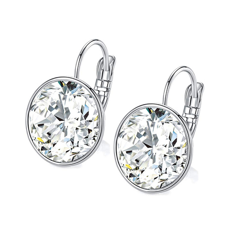 Pendientes de cristal de Swarovski clásicos para mujer, cristal redondo claro, pendientes de gota bisutería, regalo de San Valentín ► Foto 1/6