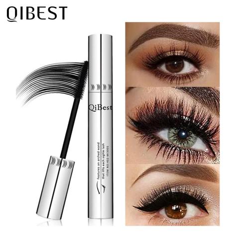 QIBEST máscara de pestañas negras máscara de pestañas 4D Silky alargamiento de pestañas maquillaje impermeable rimel volumen ojos cosméticos ► Foto 1/6