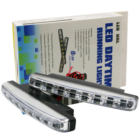 YSY Universal 2 uds 8 LEDs luces de circulación diurna de coche DRL Luz de niebla Auto Super brillante blanca impermeable externa DC 12V ► Foto 1/6