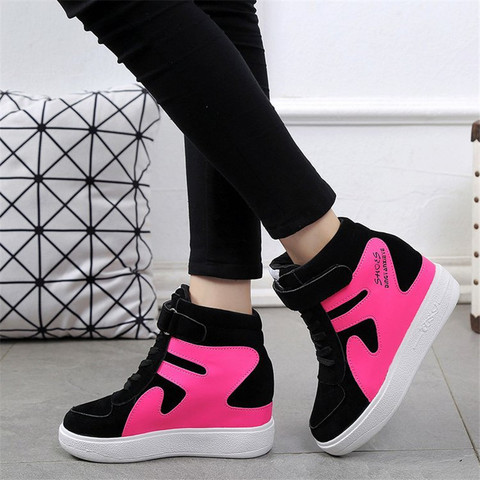 Zapatillas de deporte de tacón de 7CM para mujer, Zapatillas de entrenamiento de invierno, zapatos de plataforma, cuñas informales ► Foto 1/6