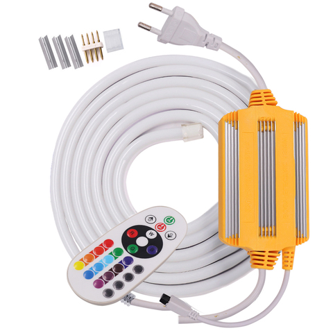 Tira de luces de neón RGB de 220V, resistente al agua, 24 teclas, Control remoto, 5050 luces de cuerda, Flexible, decoración de tira de lámpara de neón ► Foto 1/6