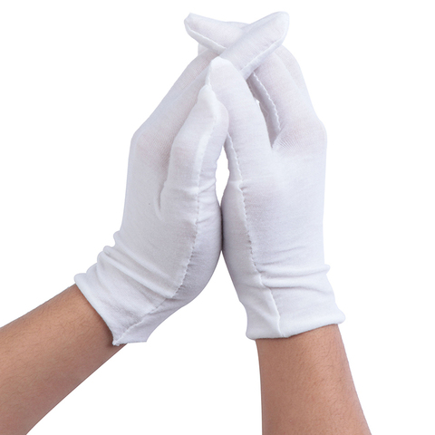 Guantes Blancos de alta calidad dedo completo hombres mujeres camareros/conductores/joyería/trabajadores mitones guantes de absorción de sudor Protector de manos ► Foto 1/6