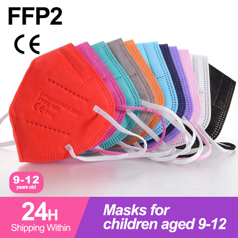 10-100 Uds FFP2 Mascarillas ffp2mask niño ce máscara kn95mask chico s 5 capas de protección Maske cara máscara para chico fpp2 niños ► Foto 1/6