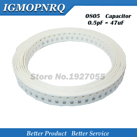 Chip de película gruesa SMD de 100 Uds. Condensador cerámico multicapa de 0,5pf-47uF 10NF 100NF 1UF 0805 UF 2,2 UF 10UF 1PF SMD capacitancia, 4,7 Uds. ► Foto 1/1