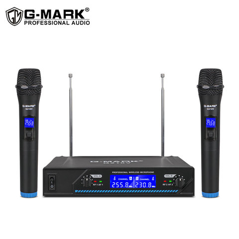 G-MARK G210V, micrófono inalámbrico, profesional, 2 canales, karaoke, micrófono para fiesta, canciones, iglesia, show home ► Foto 1/6