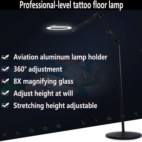 Lámpara de pie con dioptrías, lupa LED de 200V, 8X, giratoria de 360 °, plegable, para belleza, tatuaje de uñas ► Foto 1/6