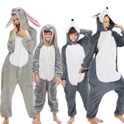 Kigurumi-Pijama de unicornio para niños y niñas, mono de Lobo, ropa de dormir de invierno ► Foto 1/6