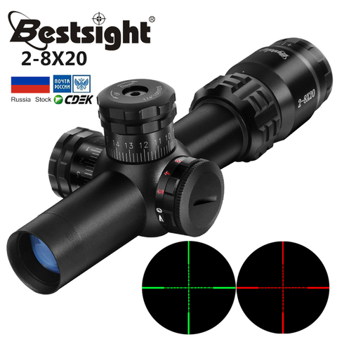 2-8x20 táctico Riflescope AK47 AK74 AR15 caza alcance Mil Dot iluminación retícula vista Rifle de alcance para francotirador miras de caza ► Foto 1/6