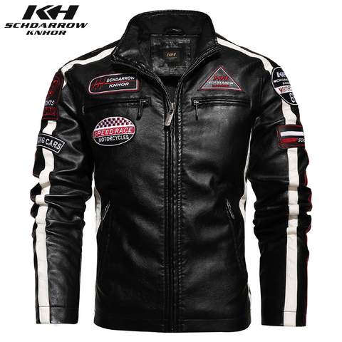 Chaquetas de cuero para hombre, chaqueta de cuero de motocicleta para hombre, abrigos de cuero de PU ajustados de alta calidad, abrigo cálido para hombre 2022 ► Foto 1/6