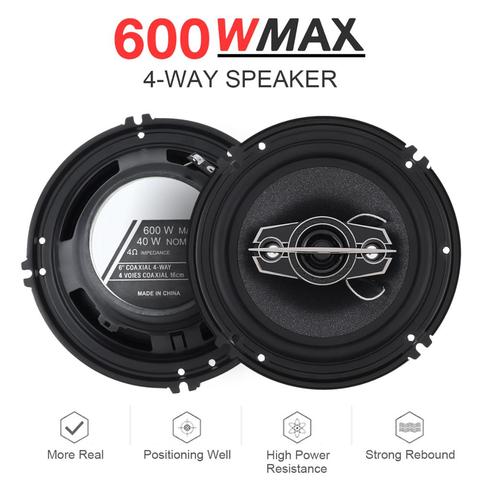 Altavoces Hifi estéreo de 6,5 pulgadas y 600W para coche, dispositivo Coaxial de 4 vías y 12V, con frecuencia de rango completo, instalación no destructiva, 2 uds. ► Foto 1/6