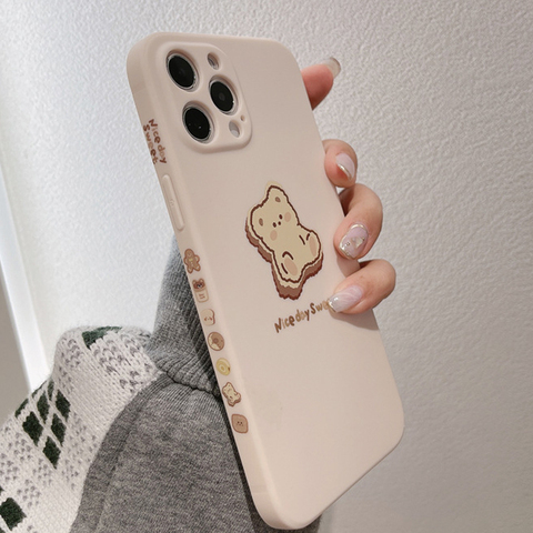 Funda protectora de silicona con diseño de oso dulce para iphone, protector de silicona para teléfono móvil iphone xs max 12 pro max mini 7 8 plus x xr 11 ► Foto 1/5