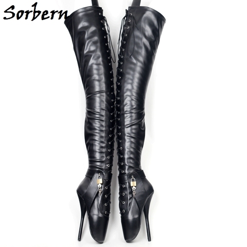 Sorbern-Botas altas hasta el muslo con entrepierna personalizada, calzado de Ballet Unisex, tacones altos, correas de tobillo bloqueables, Drag Queen, botas BDSM EXtreme Long ► Foto 1/6